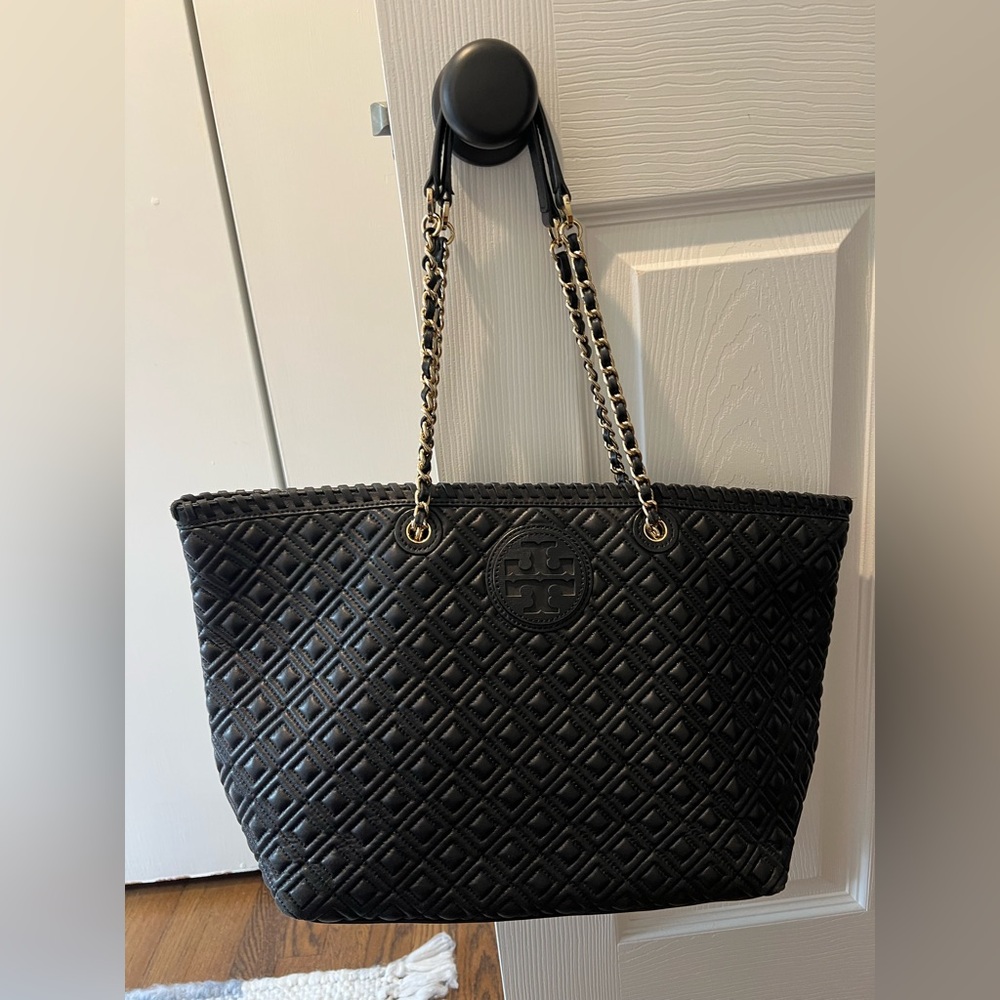 Tory Burch Black Quilted Tote Bag